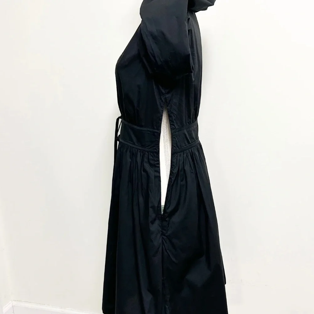J Crew Black V Neck Long Puff Sleeve Pleated Bows Gretchen Dress 4T 4 Tall NWT - Picture 5 of 10